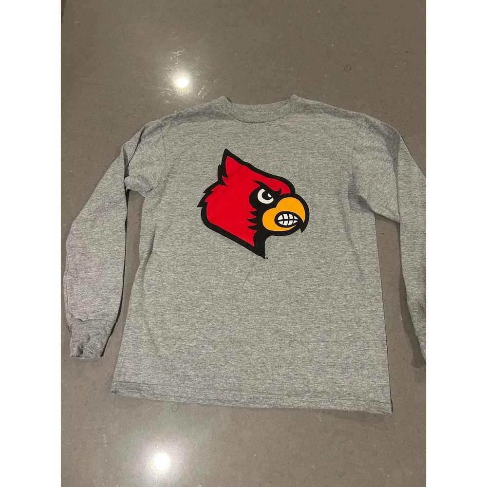 Champion Louisville Cardinals Long Sleeve T Shirt Youth Medium YM 7 8 Grey